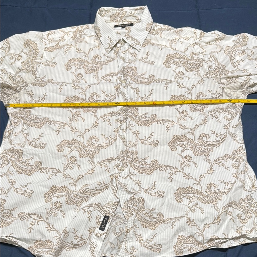 Murano Men’s SZ XL Tan/Beige Casual Button Down Shirt with Vintage Pattern - Picture 6 of 11